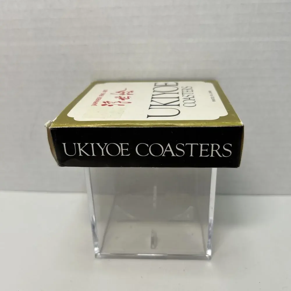 Vtg Ukiyoe Japanese Fine Art Paper Coasters Box Set of 12 Unused Complete